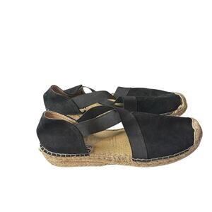 Fabiolas‎ Women's Black Suede Espadrille Sandals Size 41/9.5 Coastal Comfortable